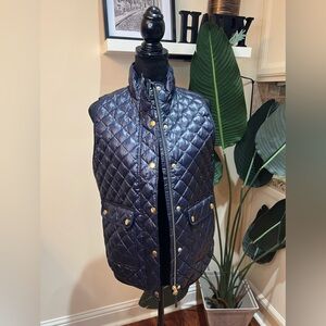 J. Crew Quilted Navy Insulated Shiny Field Puffer Vest Small